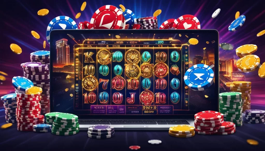Ưu đãi casino trực tuyến JBO Bet với hình ảnh bàn baccarat sang trọng và chip cược, tượng trưng cho sự giàu có và may mắn
